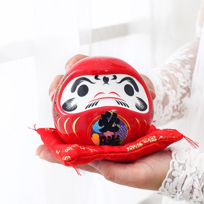 Home Decor Zen Style - Estatueta Daruma de cerâmica japonesa de