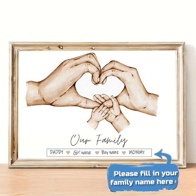 Home Decor Foto - Personalizado família mão cartaz nome pintura