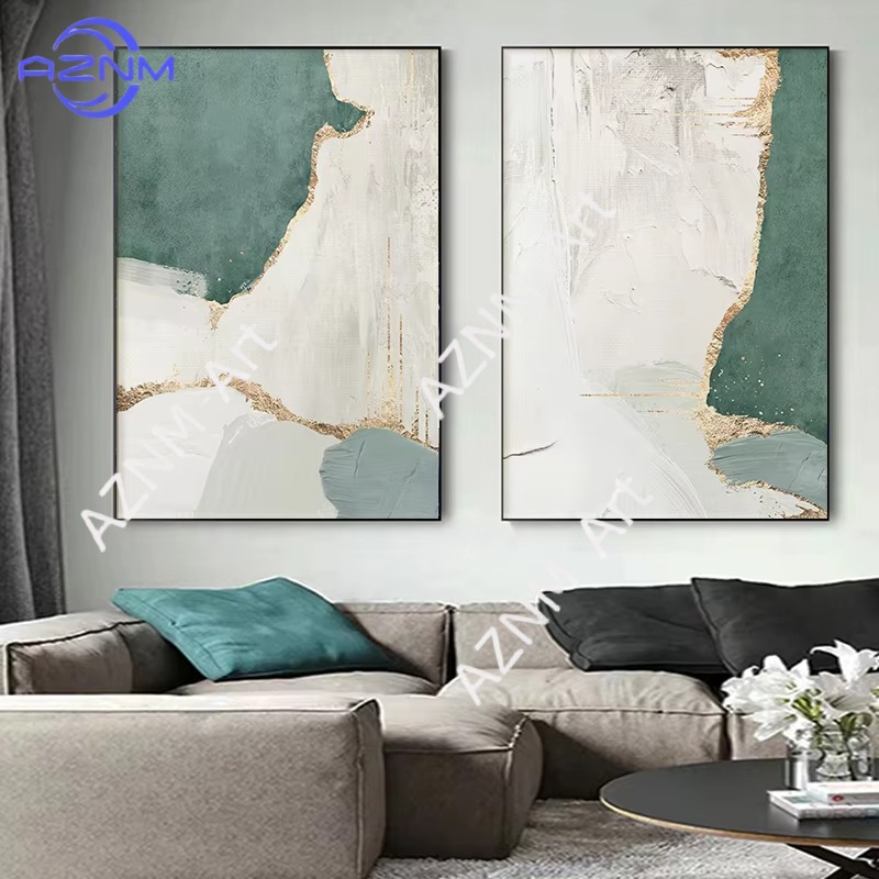 Home Decor Green - 1/2 Peças de Pintura Abstrata Moderna