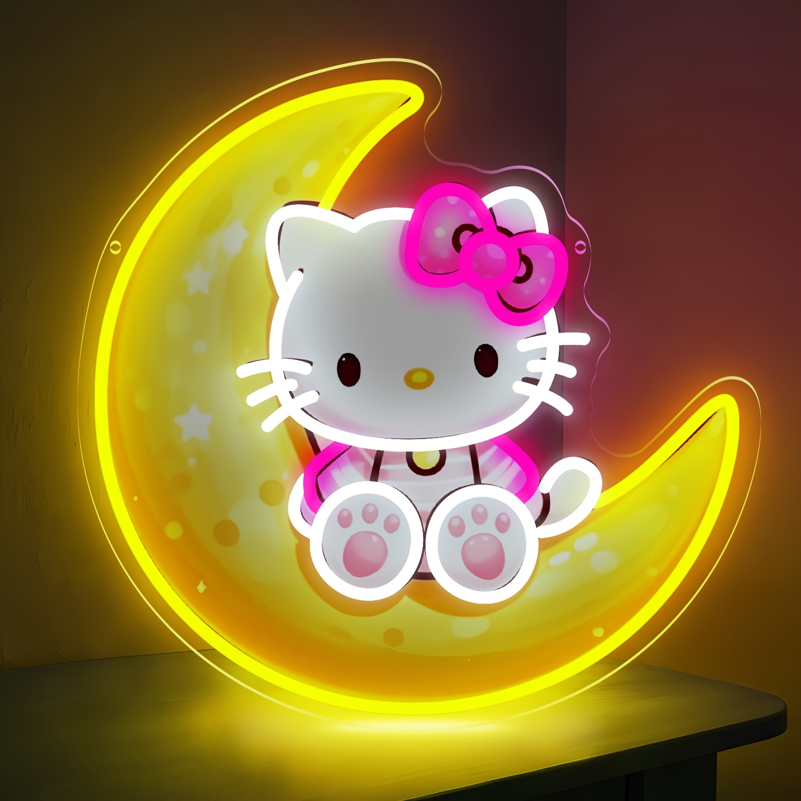 Home Decor Yellow - Luz Neon Amarela Hello Kitty na