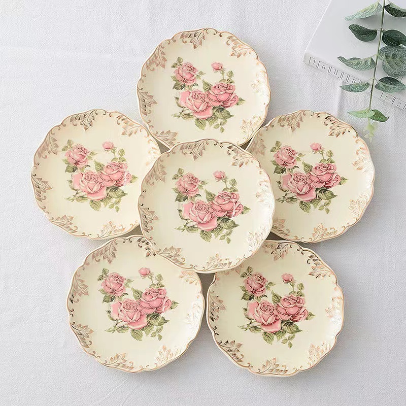 Ceramic Trinket Dish - Rosa flor pintados à mão xícara