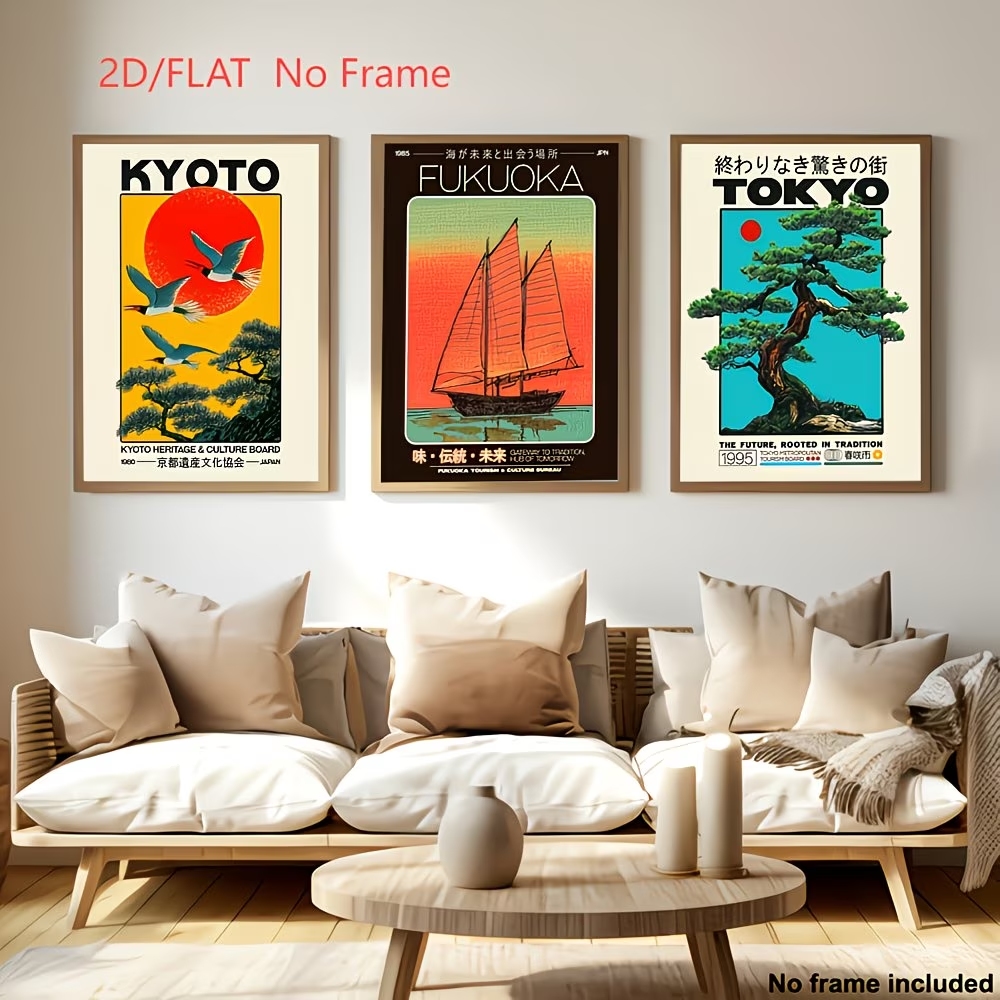 Home Decor Japanese - 3 peças de arte japonesa adequada