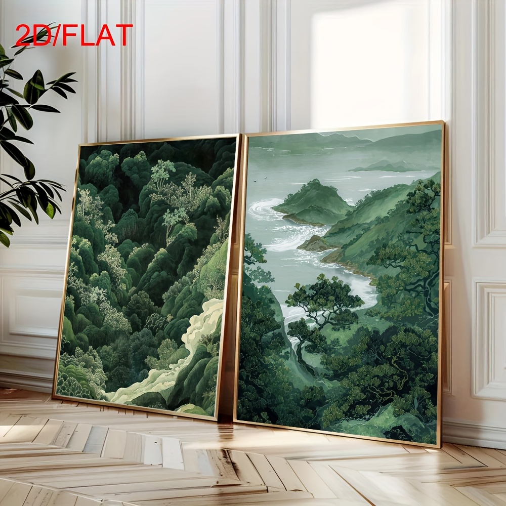 Home Decor Green - Conjunto de 2 Quadros Modernos em