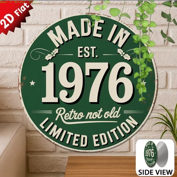 Home Decor Green - Placa de Metal Redonda Plana 2D