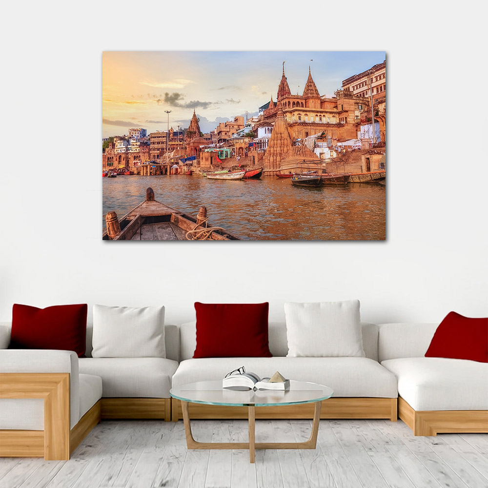 Pôster de paisagem do rio Gang - Home Decor Varanasi avaliação e preço